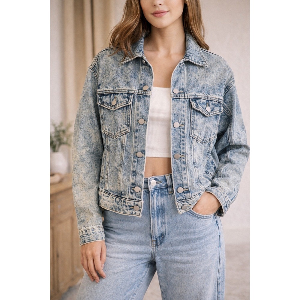 Wrangler Acid Wash Denim Jacket XS  Blue Trucker Vintage Retro 80s 90s Grunge